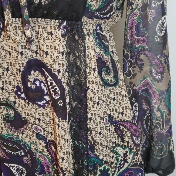 AS U Wish Paisley Boho Style Dress Long Slve EUC - Picture 3 of 8